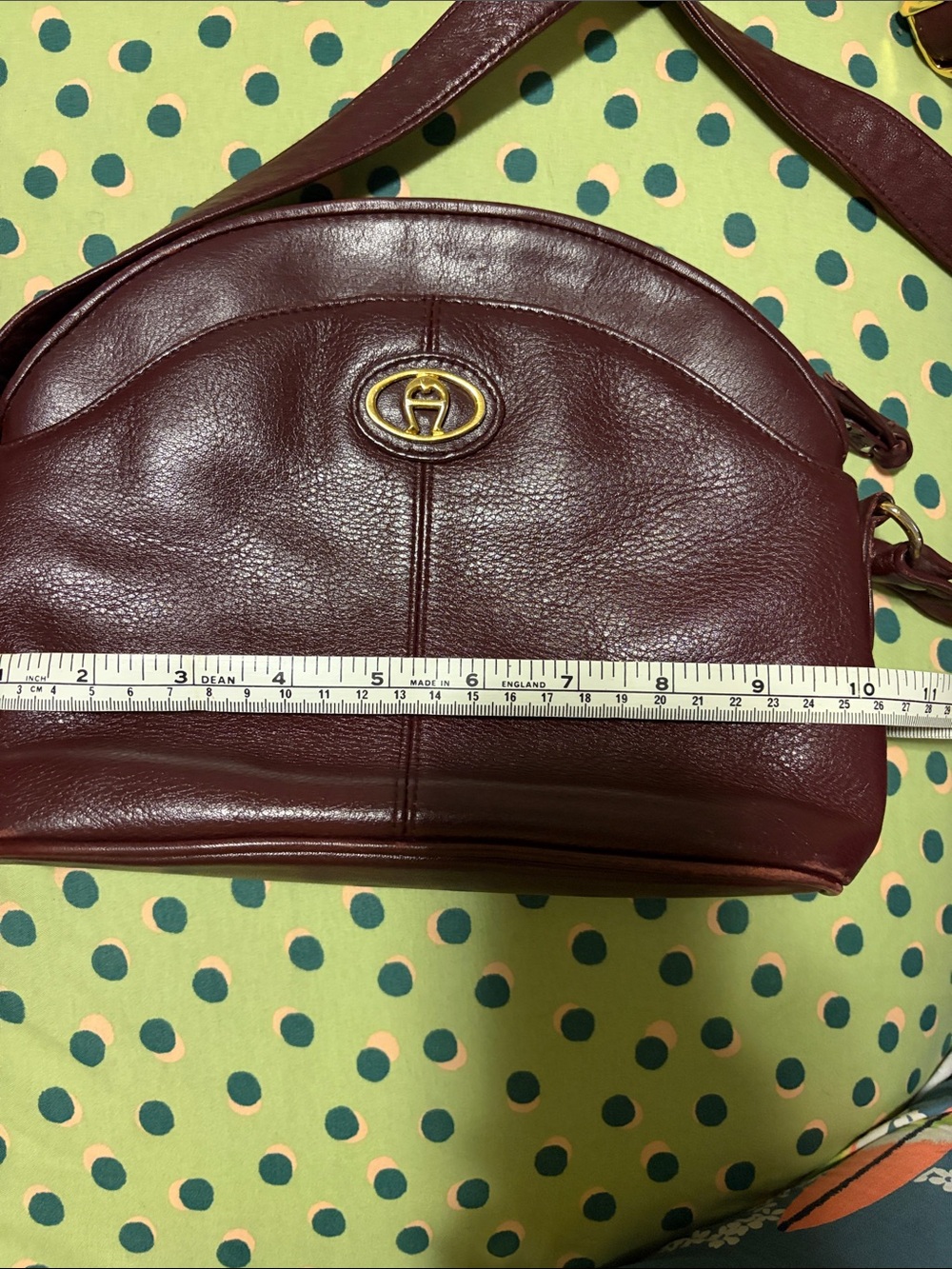 Etienne Aigner Maroon Leather Crossbody with Gold Emblem - Picture 9 of 10
